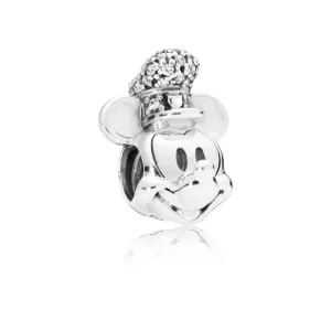 (bilde for) Pandora Disney Mickey silver charm with clear cubic zirconia - 797499CZ