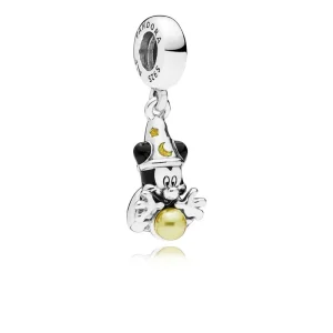 (bilde for) Pandora Disney Mickey trollmann sølv dingler med emalje og gullfarget lakkert kunstig perle - 797493ENMX