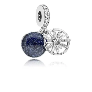 (bilde for) Pandora Fyrverkeri sølv dingler med klar cubic zirconia og blå emalje - 797531CZ