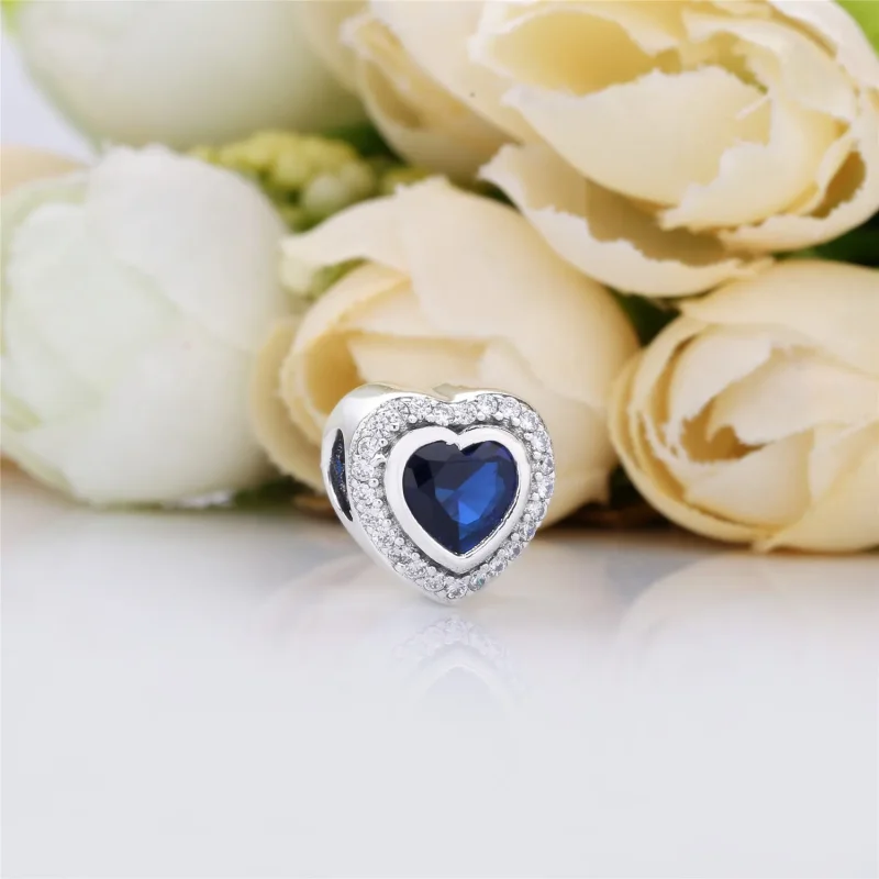 (bilde for) Pandora Heart silver charm with night blue crystal and clear cubic zirconia - 79 - Vis 2