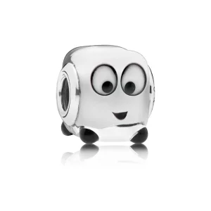(bilde for) Pandora Ice cube silver charm with clear, white and black Murano glass - 797515
