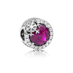 (bilde for) Pandora Snowflake silver charm with cerise crystal and clear cubic zirconia - 797555NCC