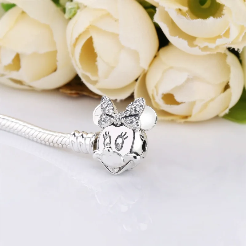 (bilde for) Disney Pandora Moments Pavé Minni Mus Klemme Slangekjedearmbånd - 597770CZ - Vis 2