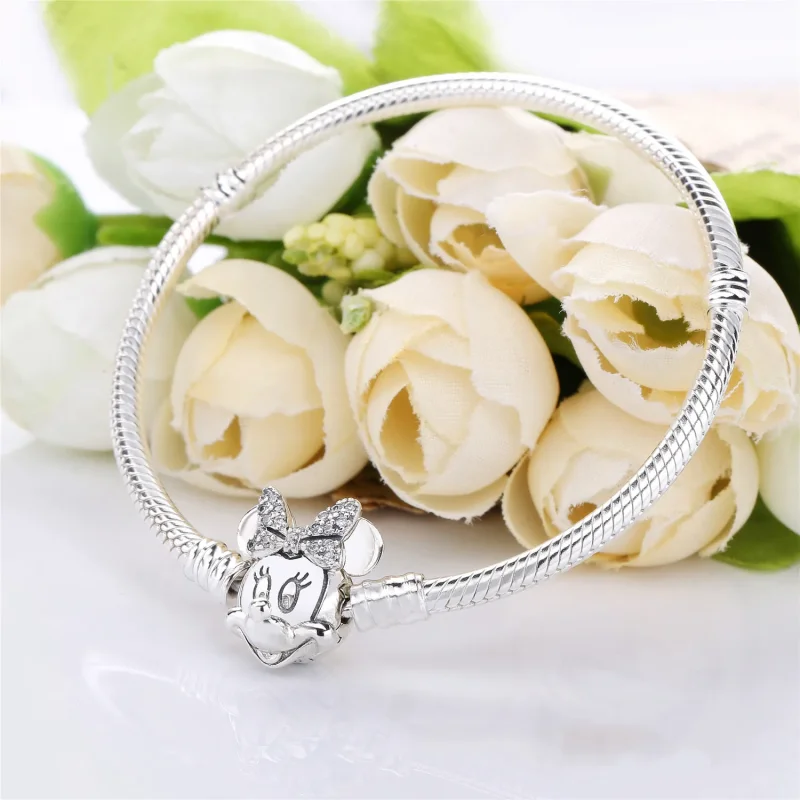 (bilde for) Disney Pandora Moments Pavé Minni Mus Klemme Slangekjedearmbånd - 597770CZ - Vis 4