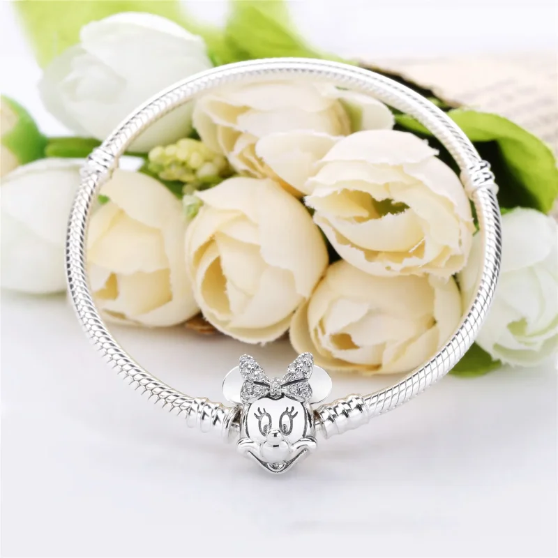 (bilde for) Disney Pandora Moments Pavé Minni Mus Klemme Slangekjedearmbånd - 597770CZ - Vis 5