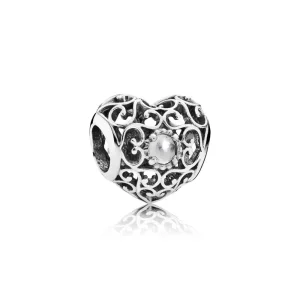 (bilde for) Pandora April Signature Heart Charm - 791784RC