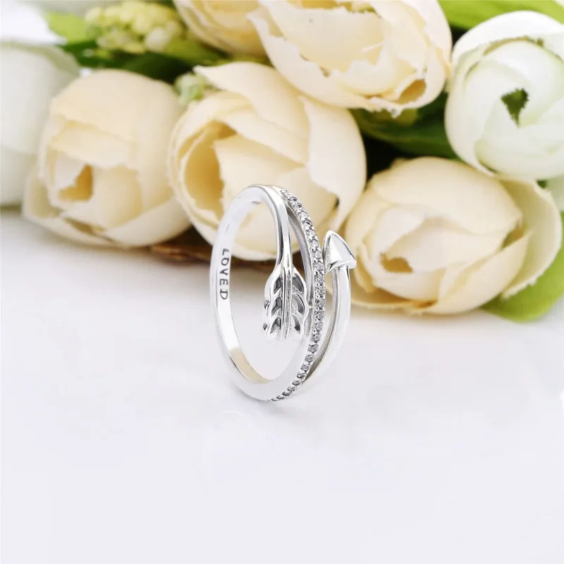 (bilde for) Pandora Arrow silver ring with clear cubic zirconia - 197830CZ - Vis 2