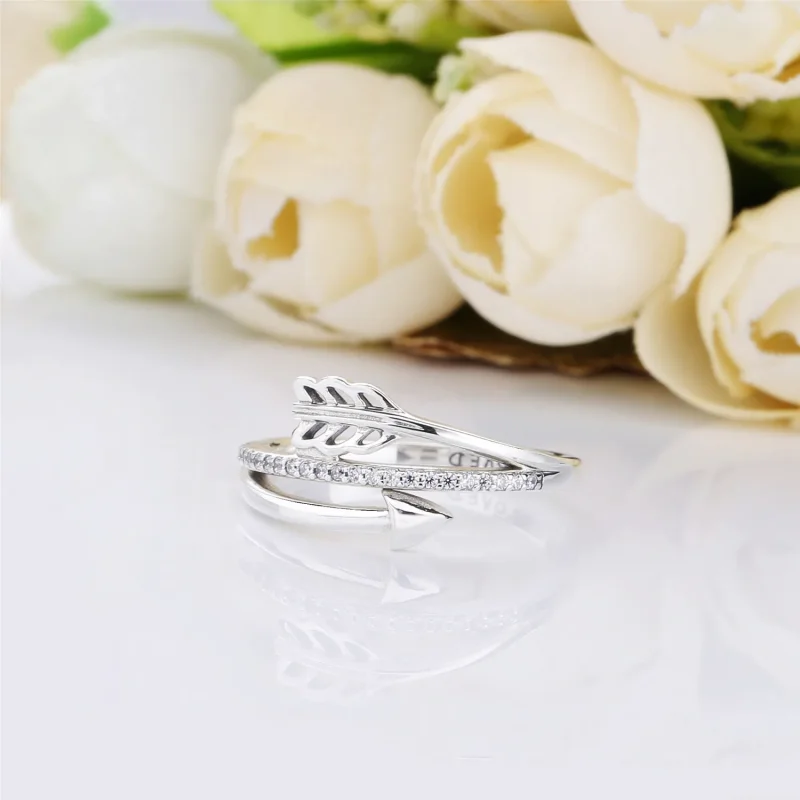 (bilde for) Pandora Arrow silver ring with clear cubic zirconia - 197830CZ - Vis 3