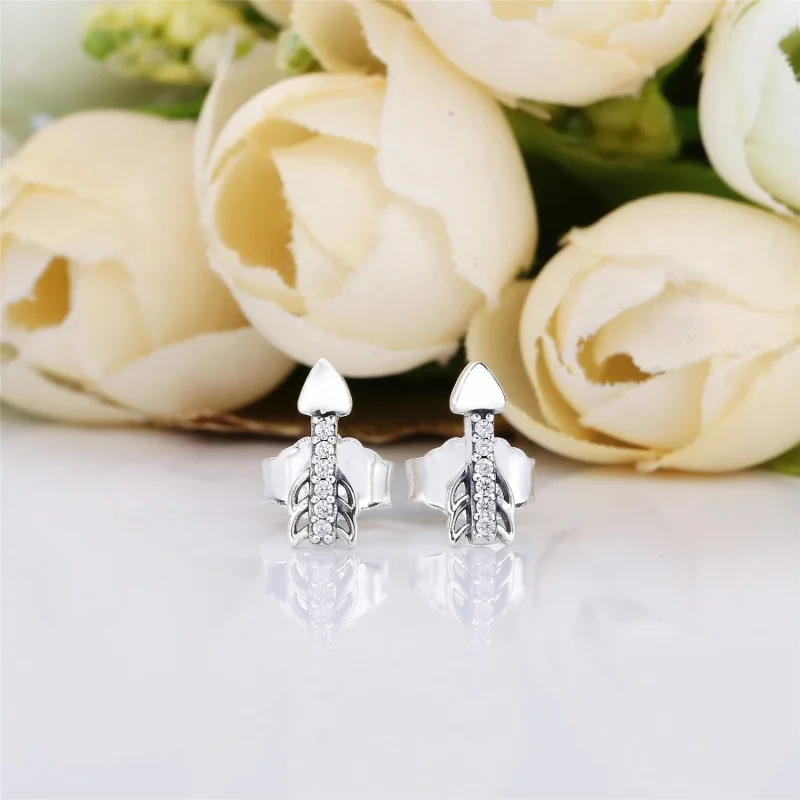 (bilde for) Pandora Arrow silver stud earrings with clear cubic zirconia - 297828CZ - Vis 2