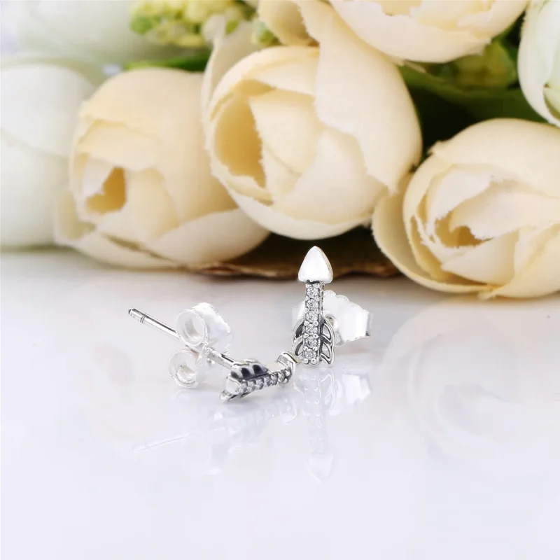 (bilde for) Pandora Arrow silver stud earrings with clear cubic zirconia - 297828CZ - Vis 4