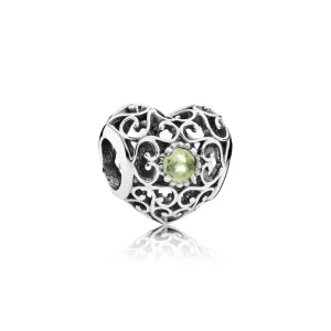 (bilde for) Pandora August Signature Heart Charm - 791784PE