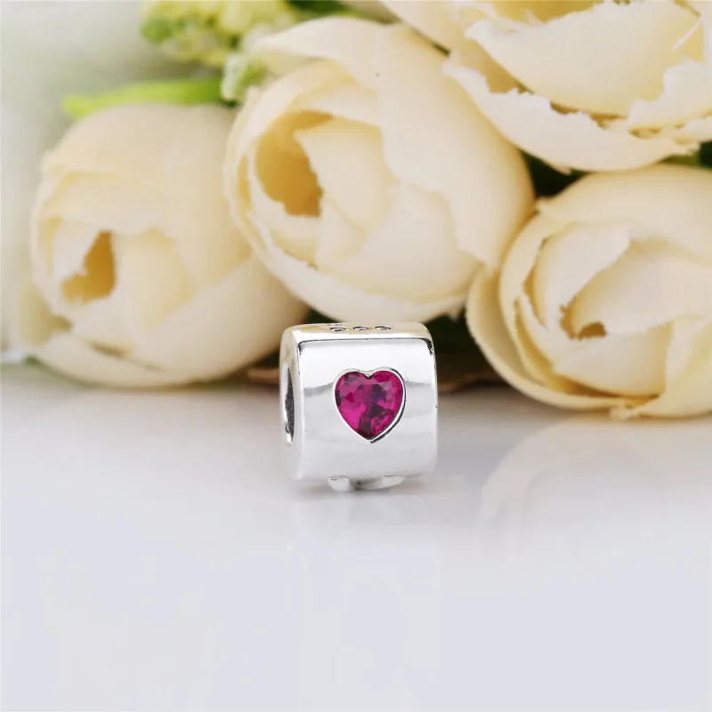 (bilde for) Pandora Dice and love silver charm with red cubic zirconia and clear cubic zirco - Vis 2