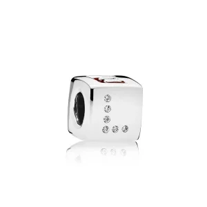 (bilde for) Pandora Dice and love silver charm with red cubic zirconia and clear cubic zirconia - 797811CZR
