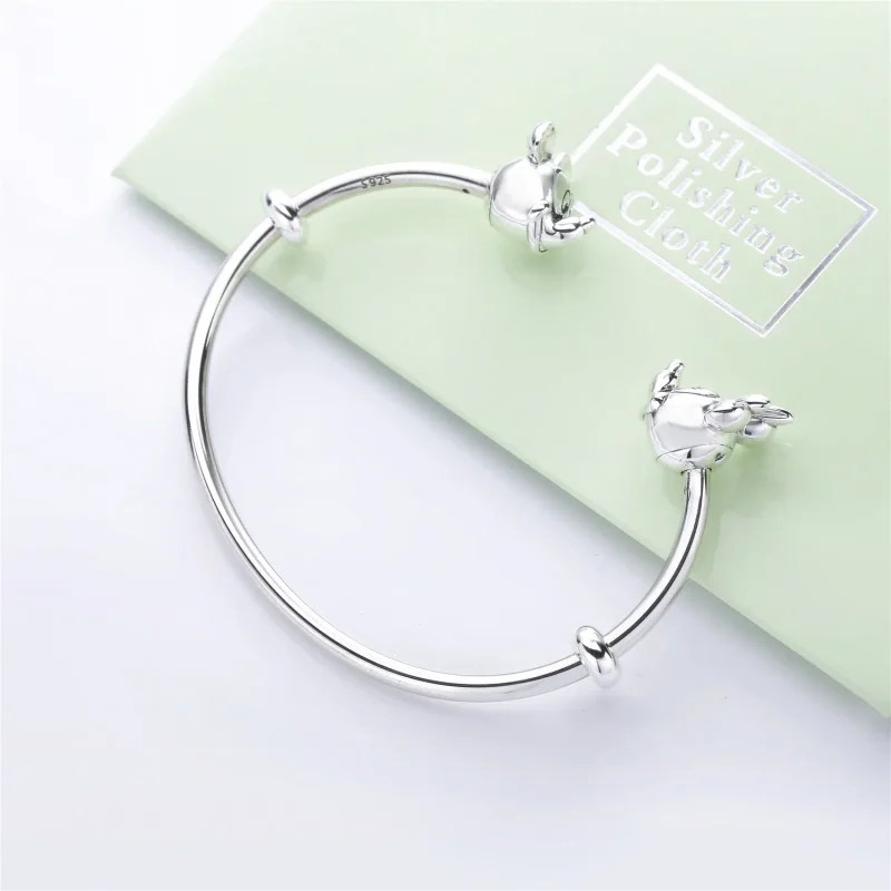 (bilde for) Pandora Disney open silver bangle with silicone stoppers and Mickey & Minnie int - Vis 3