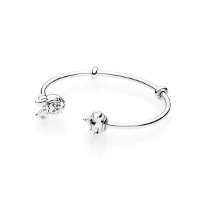 (bilde for) Pandora Disney open silver bangle with silicone stoppers and Mickey & Minnie interchangeable end caps - 597494