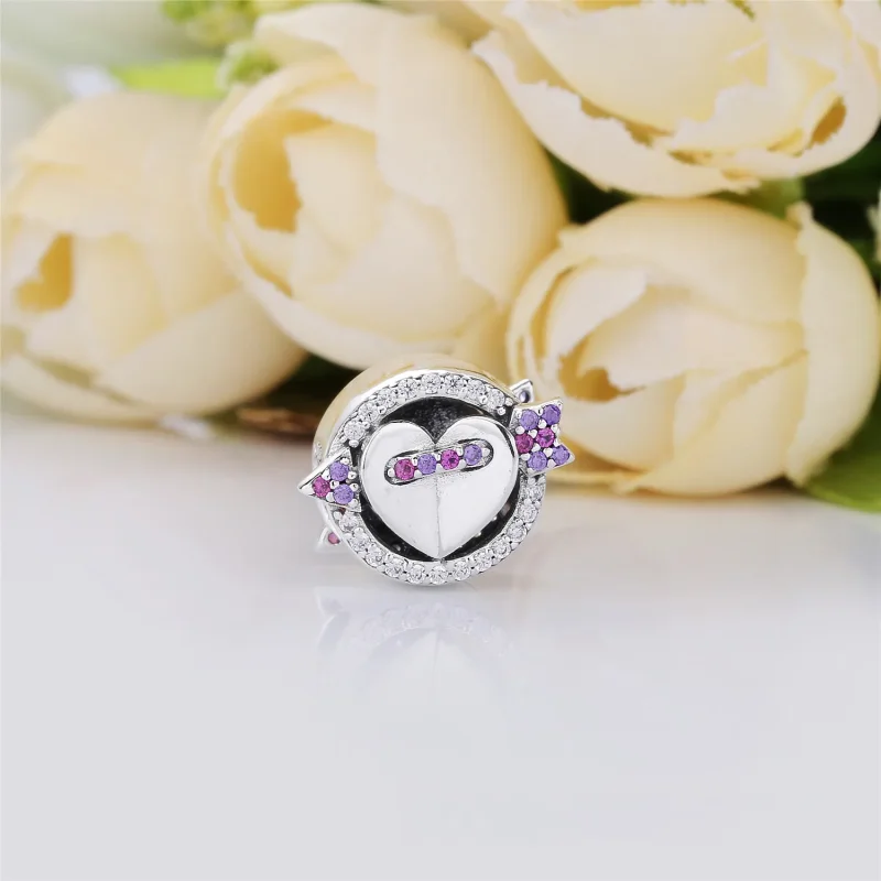 (bilde for) Pandora Heart and arrow silver charm with clear and red cubic zirconia and royal - Vis 2