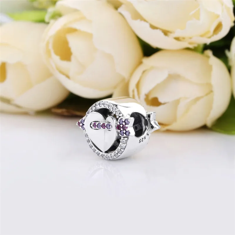 (bilde for) Pandora Heart and arrow silver charm with clear and red cubic zirconia and royal - Vis 3