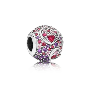 (bilde for) Pandora Heart silver charm with red and pink cubic zirconia and royal purple crystal - 797826CZRMX