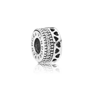 (bilde for) Pandora Hearts silver spacer with clear cubic zirconia Charm - 797415CZ