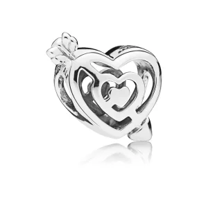 (bilde for) Pandora Labyrinth heart and arrow silver charm - 797814