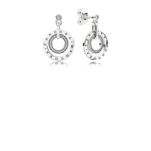 (bilde for) PANDORA logo silver earrings with clear cubic zirconia - 296296CZ
