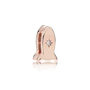 (bilde for) PANDORA Reflexions space ship clip charm in PANDORA Rose with clear cubic zirconia - 787566CZ
