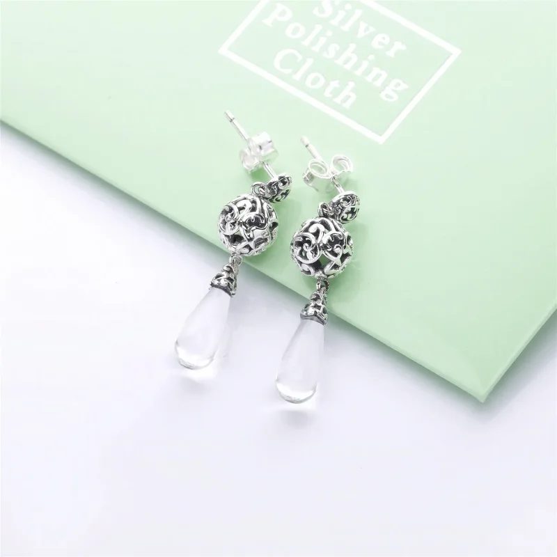 (bilde for) Pandora Regal pattern silver earrings with clear cubic zirconia - 297686CZ - Vis 2