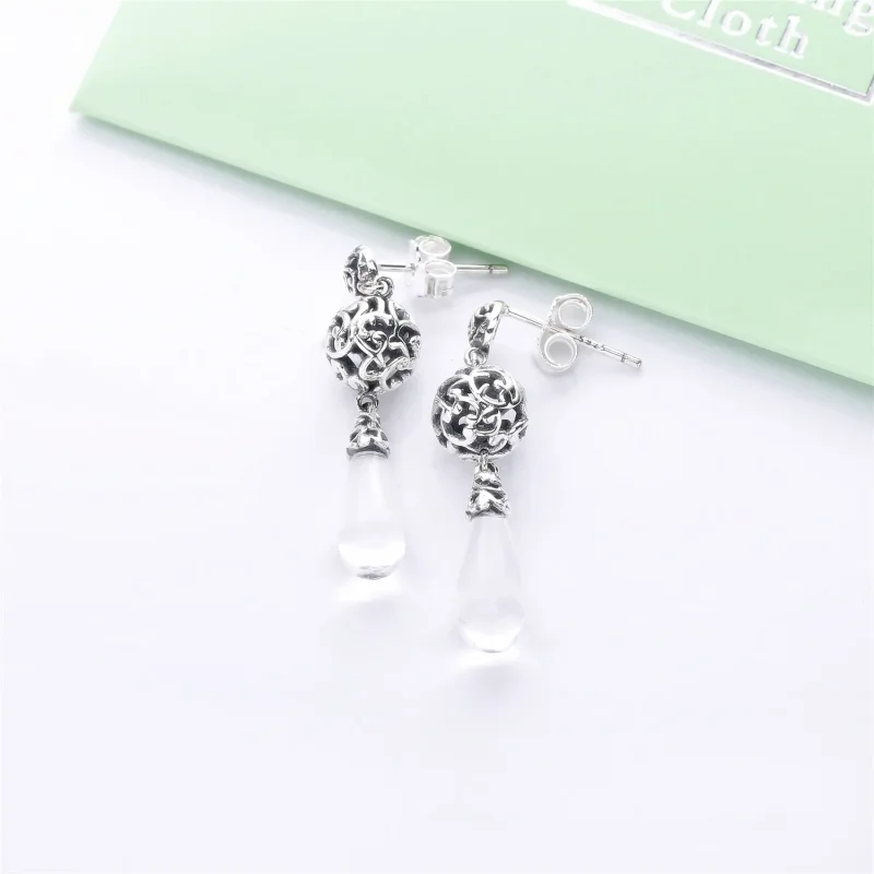 (bilde for) Pandora Regal pattern silver earrings with clear cubic zirconia - 297686CZ - Vis 3