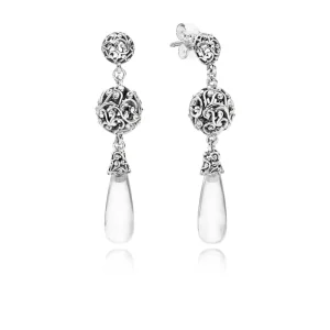 (bilde for) Pandora Regal pattern silver earrings with clear cubic zirconia - 297686CZ