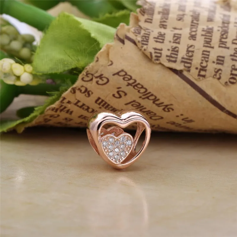 (bilde for) PANDORA Rose heart charm with clear cubic zirconia - 781806CZ - Vis 2