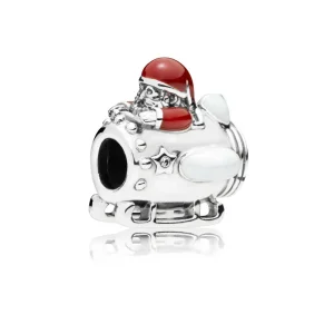 (bilde for) Pandora Santa in spaceship silver charm with red, silver enamel and clear cubic zirconia - 797511ENMX