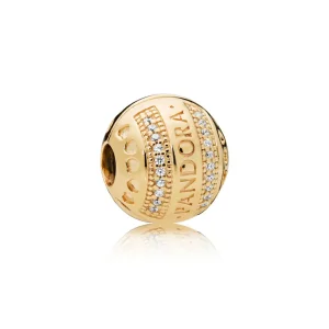 (bilde for) PANDORA Shine logo clip with clear cubic zirconia and silicone grip - 767433CZ