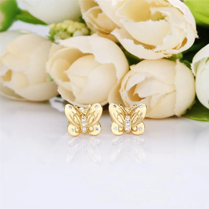 (bilde for) Butterfly Pandora Shine stud earrings with clear cubic zirconia - 267921CZ - Vis 2