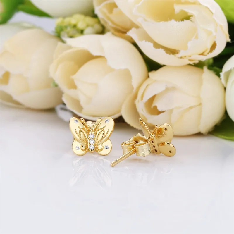 (bilde for) Butterfly Pandora Shine stud earrings with clear cubic zirconia - 267921CZ - Vis 3