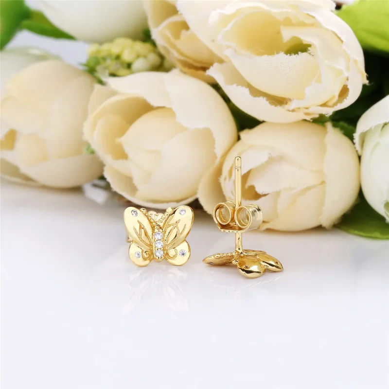 (bilde for) Butterfly Pandora Shine stud earrings with clear cubic zirconia - 267921CZ - Vis 4