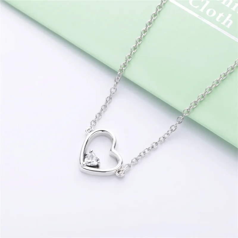 (bilde for) Pandora Asymmetrisk hjerte sølvkjede med klare cubic zirconia - 397797CZ - Vis 3