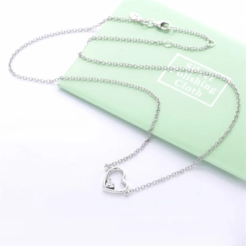 (bilde for) Pandora Asymmetrisk hjerte sølvkjede med klare cubic zirconia - 397797CZ - Vis 5