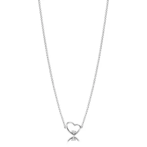 (bilde for) Pandora Asymmetrisk hjerte sølvkjede med klare cubic zirconia - 397797CZ