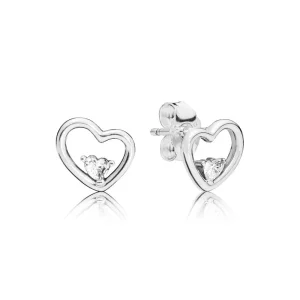 (bilde for) Pandora Asymmetrisk hjerte studøredobber med klare cubic zirconia - 297813CZ
