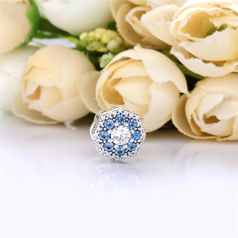 (bilde for) PANDORA Blue Sparkle Flower Charm - 797851NMB - Vis 2