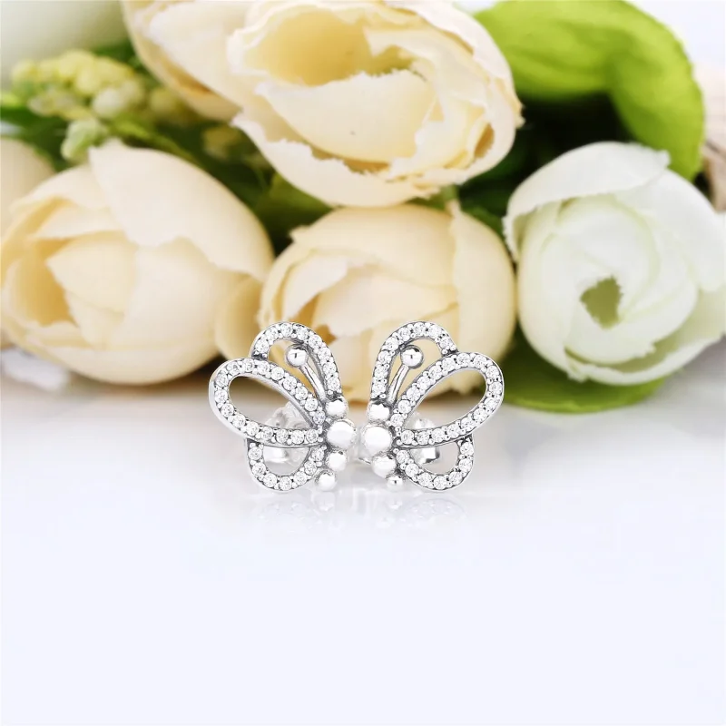 (bilde for) PANDORA Butterfly Outlines øredobber - 297912CZ - Vis 2