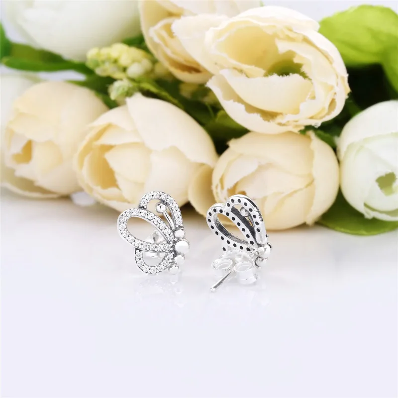 (bilde for) PANDORA Butterfly Outlines øredobber - 297912CZ - Vis 3