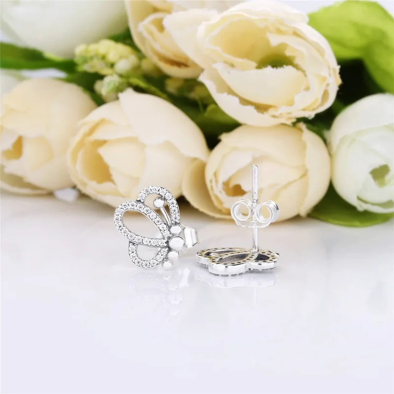 (bilde for) PANDORA Butterfly Outlines øredobber - 297912CZ - Vis 4
