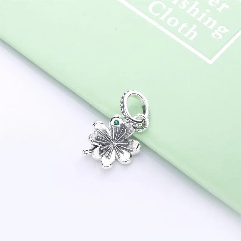 (bilde for) Pandora Clover silver pendant with aqua green crystal - 397965NAG - Vis 2