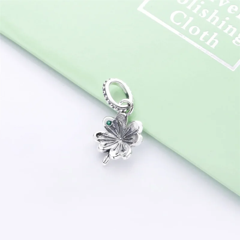 (bilde for) Pandora Clover silver pendant with aqua green crystal - 397965NAG - Vis 3
