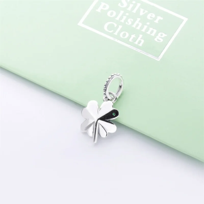 (bilde for) Pandora Clover silver pendant with aqua green crystal - 397965NAG - Vis 4
