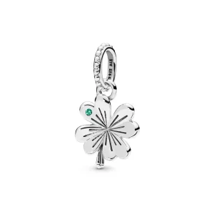 (bilde for) Pandora Clover silver pendant with aqua green crystal - 397965NAG