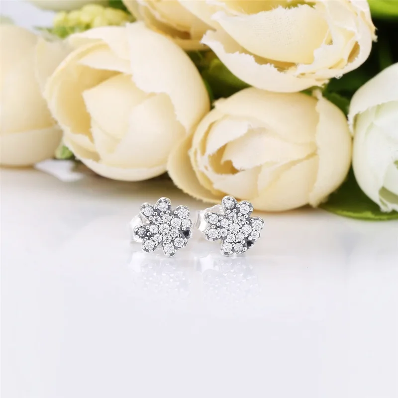 (bilde for) Pandora Clover silver stud earrings with clear cubic zirconia - 297944CZ - Vis 2
