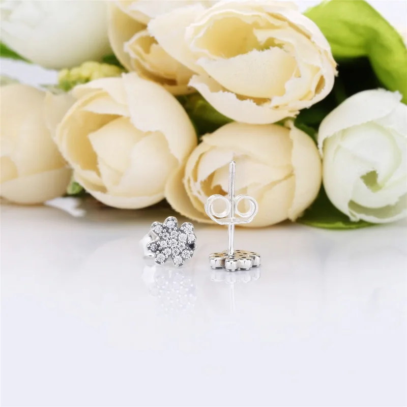(bilde for) Pandora Clover silver stud earrings with clear cubic zirconia - 297944CZ - Vis 3