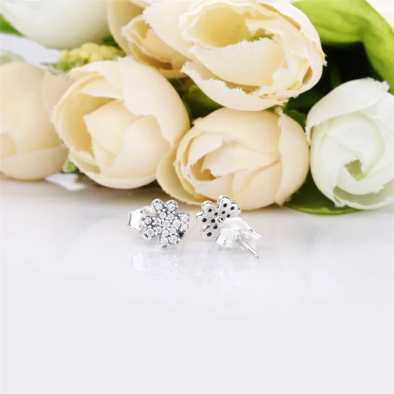 (bilde for) Pandora Clover silver stud earrings with clear cubic zirconia - 297944CZ - Vis 4